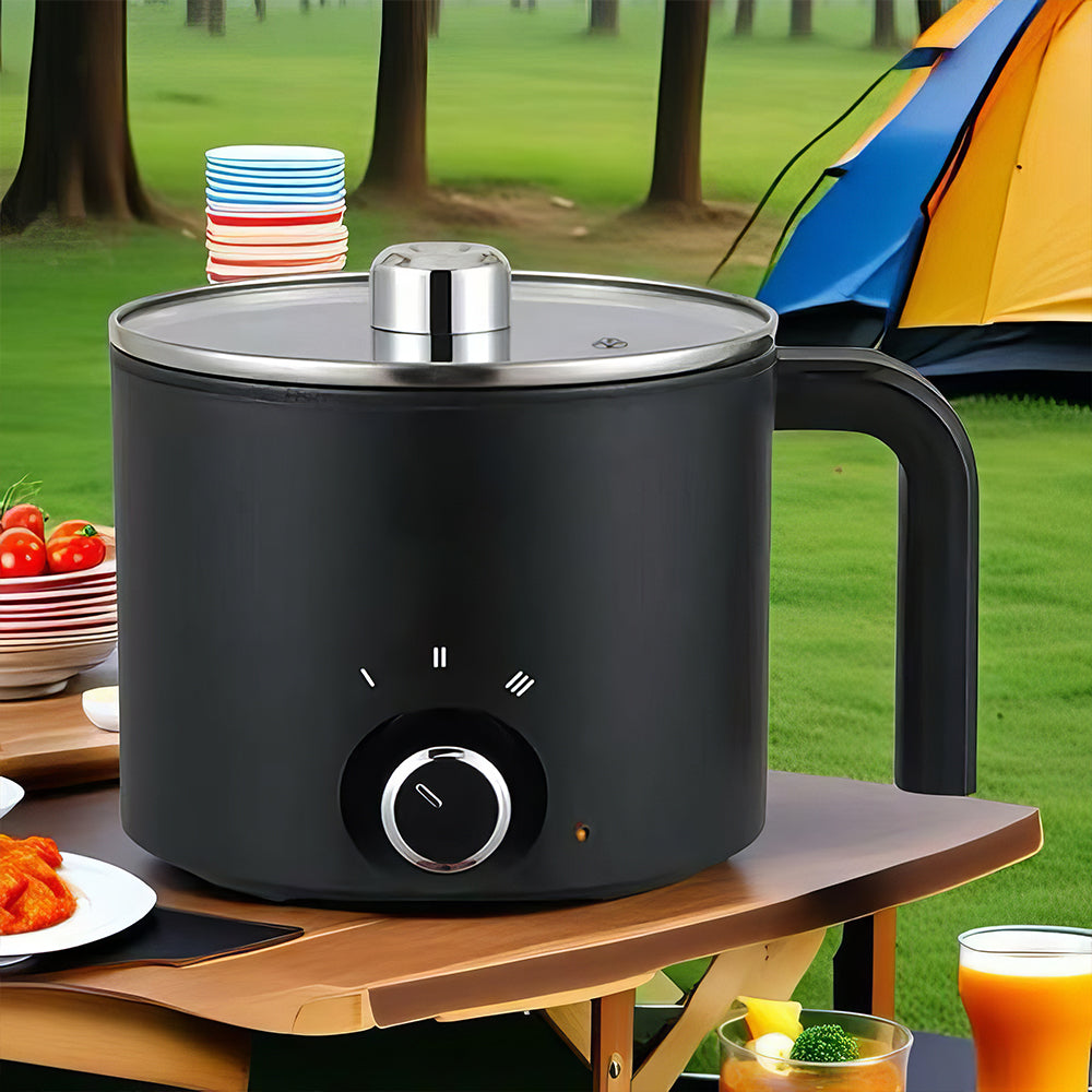 1.8L Electric Hot Pot, Ramen Cooker, Dual Power Mini Cooker, Non-Stick