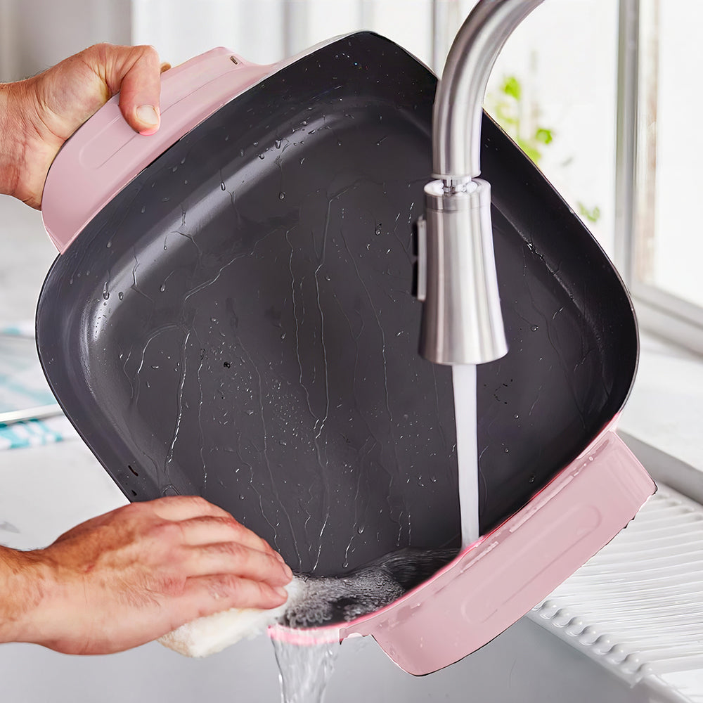 12" 5QT Square Electric Skillet, Ceramic Nonstick, Adjustable Temp