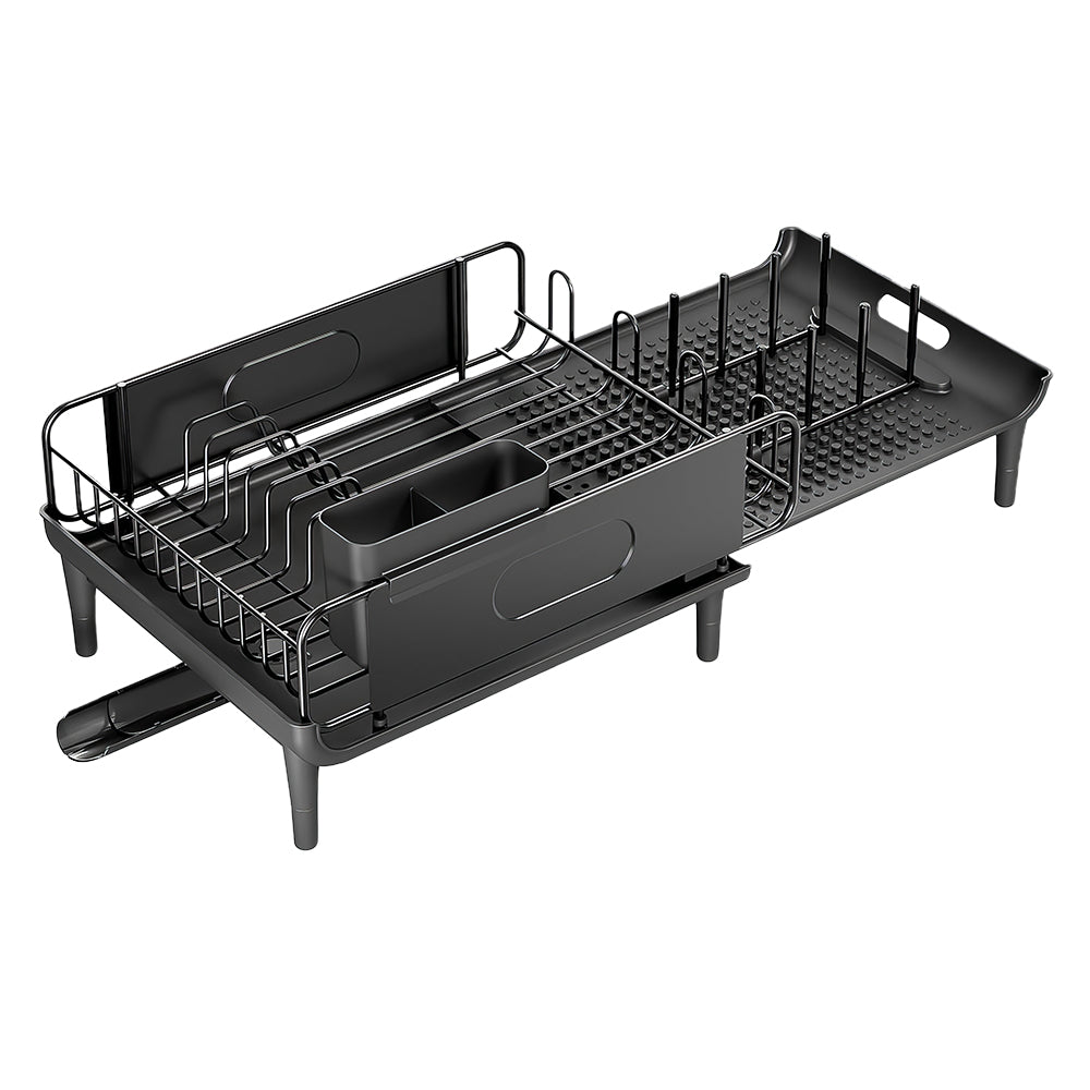Large Extendable Dish Drying Rack with Drainboard for Countertop