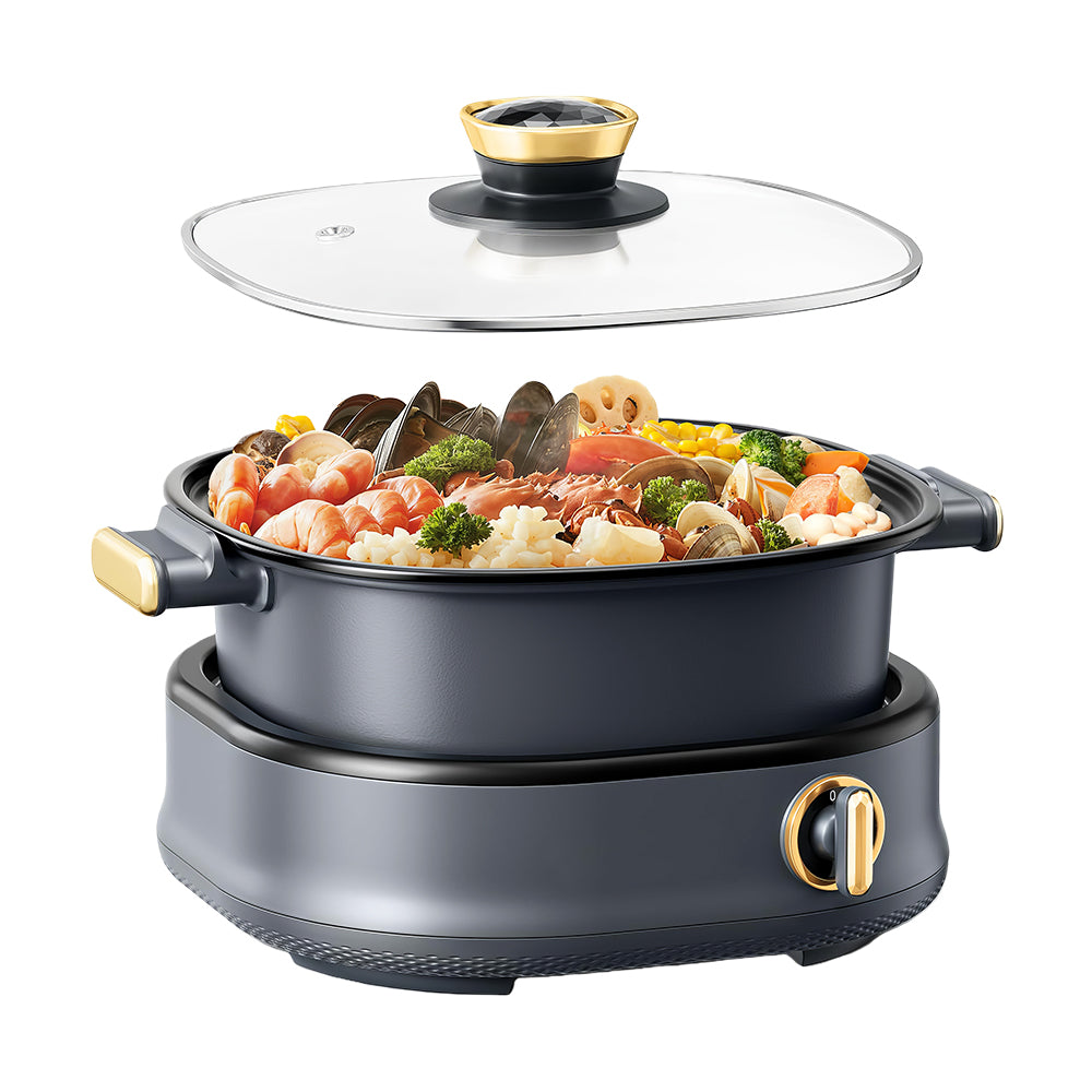 6L Electric Hot Pot with Divider, 1500W Dual Flavor Shabu Shabu Pot