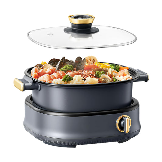 6L Electric Hot Pot with Divider, 1500W Dual Flavor Shabu Shabu Pot