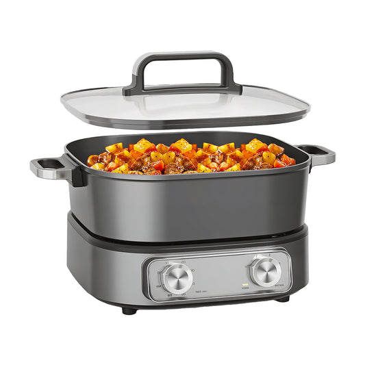 6-Quart Electric Skillet Hot Pot, Nonstick Ceramic Coating, 1600W