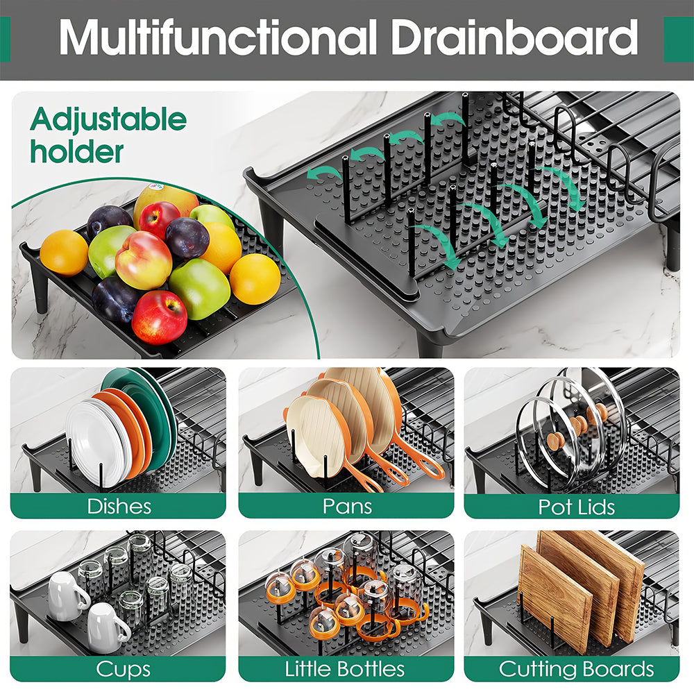 Large Extendable Dish Drying Rack with Drainboard for Countertop