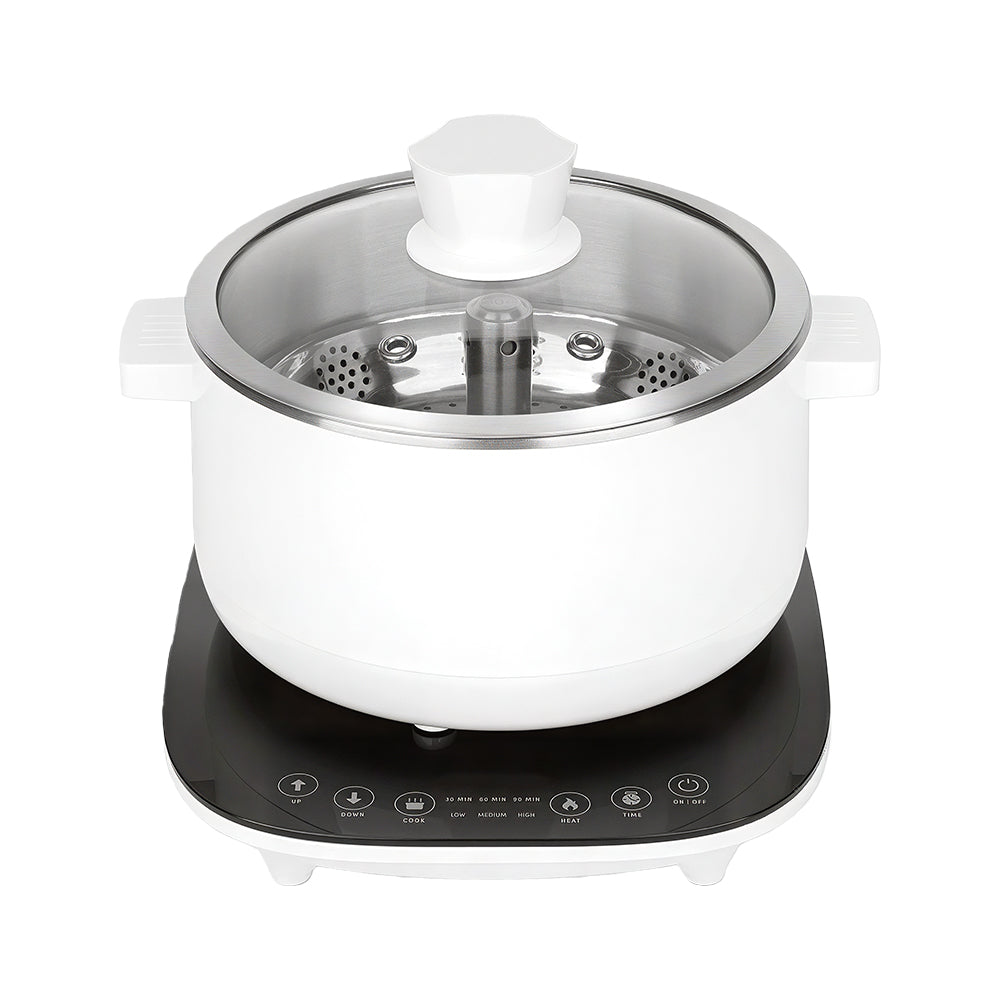 Stainless Steel Hot Pot, 5 Quart, Dual Compartments, 1500W, Silver