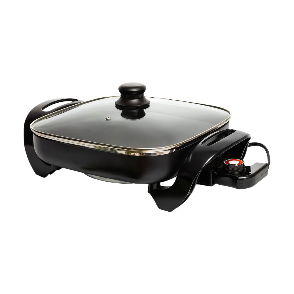 12" Round Electric Skillet, 5Qt Nonstick Pan, Adjustable Temp, Lid