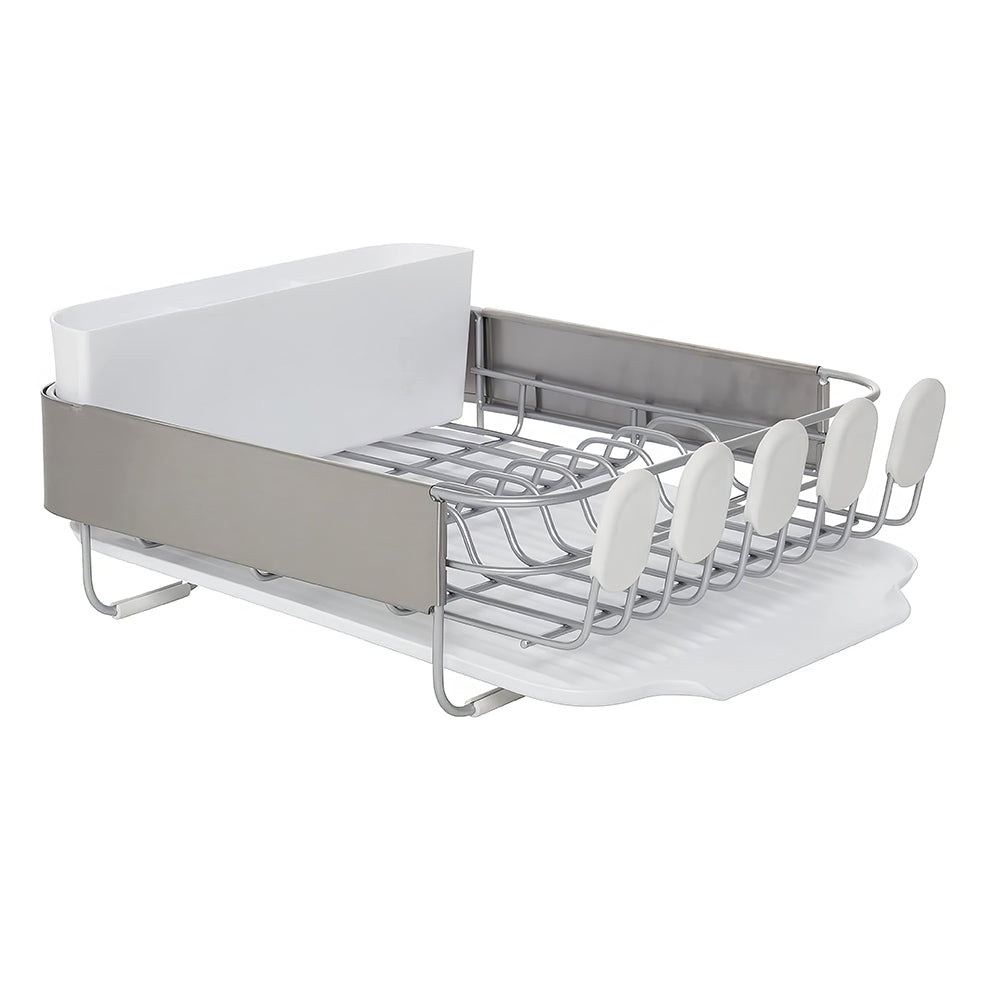 Compact Rust Resistant Dish Drying Rack with Self Draining Board