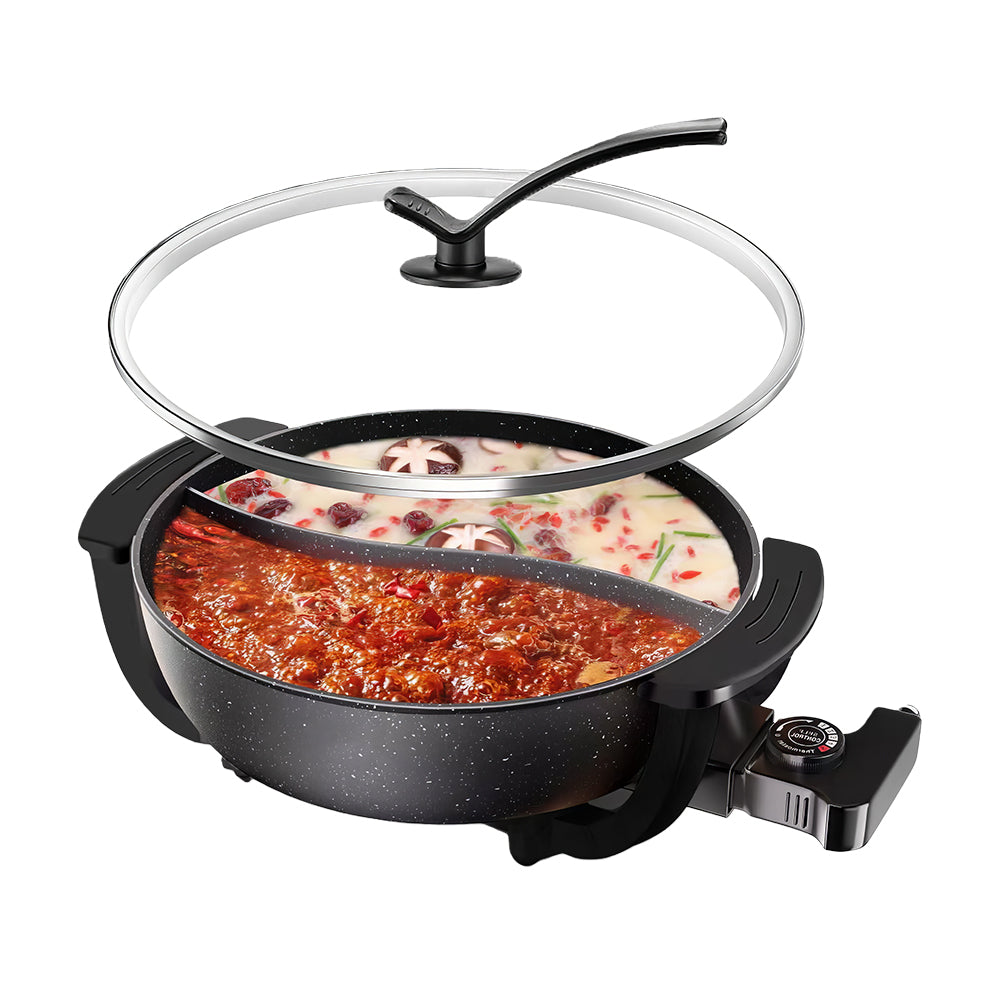 6L Electric Hot Pot, Dual Divider, 5 Temp Settings, PTFE Non-Stick