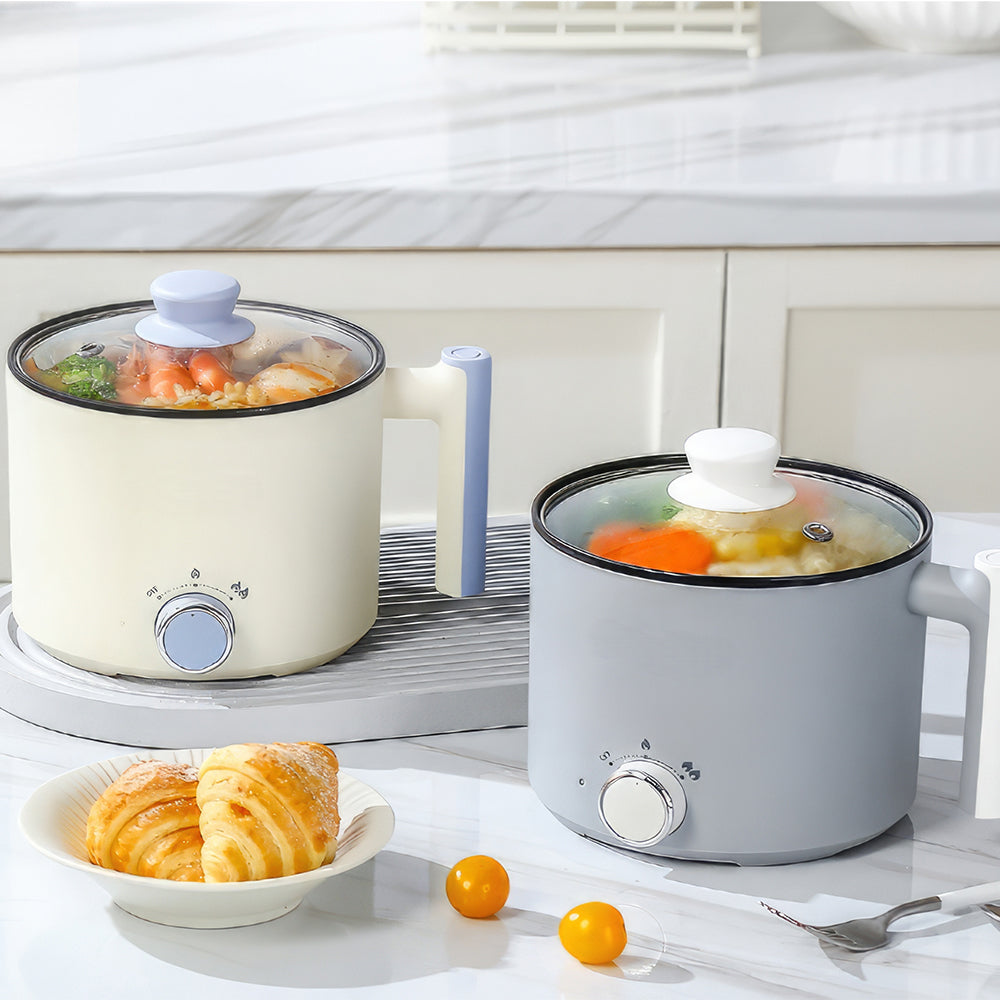1.5L Electric Hot Pot, Dual Power Mini Cooker, Non-Stick for Ramen