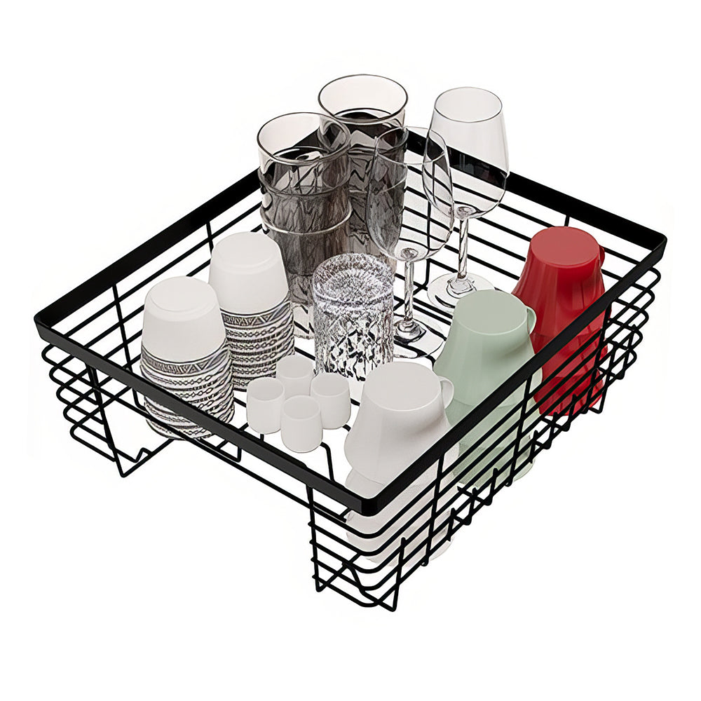 Kitchen Dish Drainer Rack with Drying Board and Full Mesh Silverware Utensils Holder