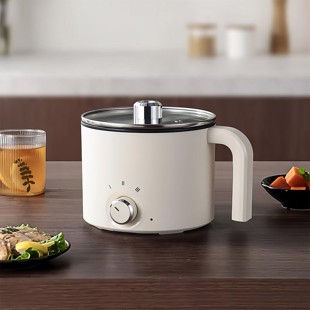 1.8L Electric Hot Pot, Ramen Cooker, Dual Power Mini Cooker, Non-Stick