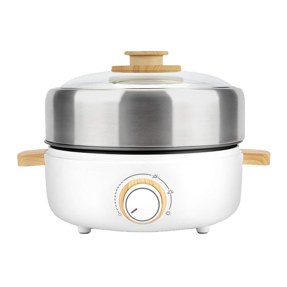 Stainless Steel Hot Pot, 5 Quart, Dual Compartments, 1500W, Silver