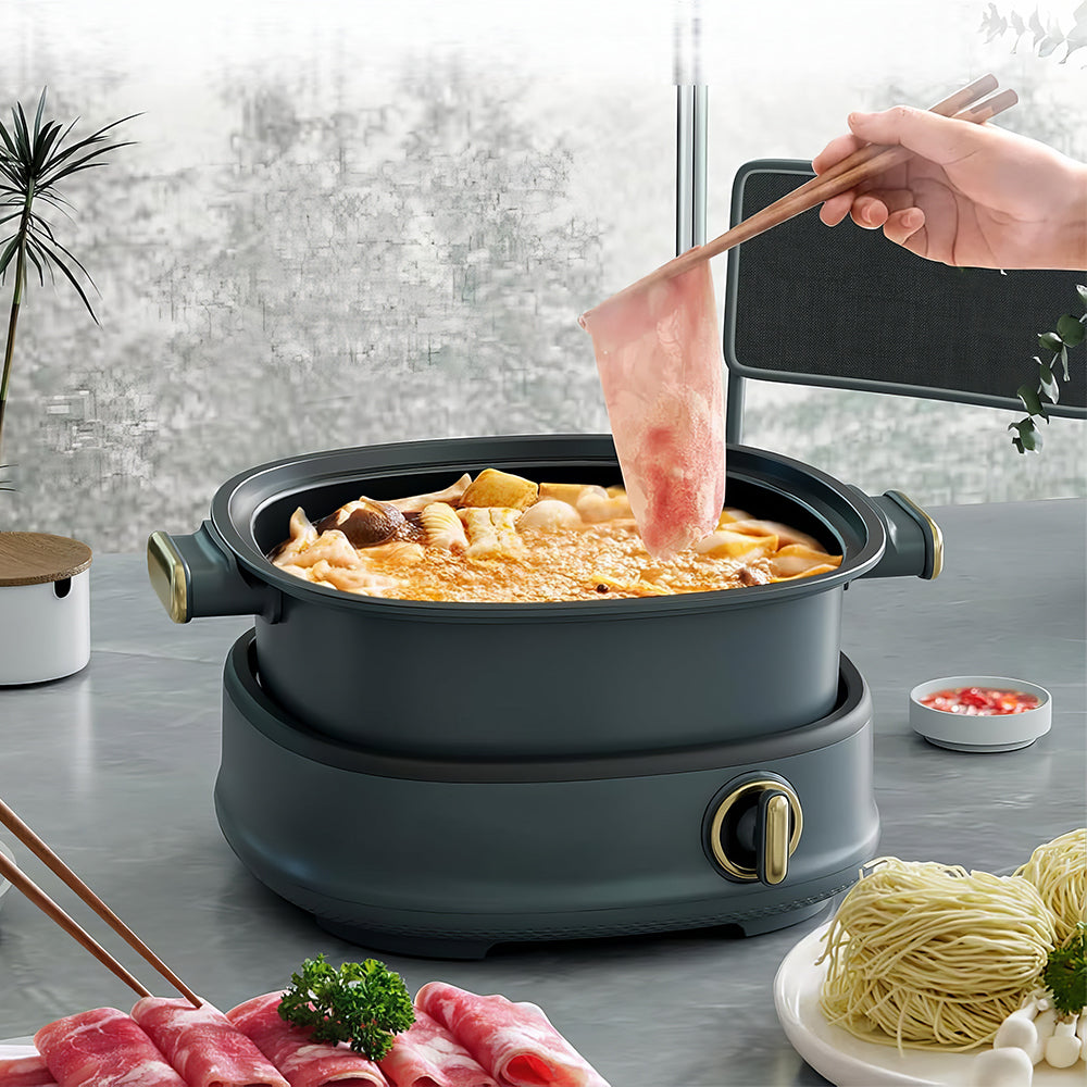 6L Electric Hot Pot with Divider, 1500W Dual Flavor Shabu Shabu Pot