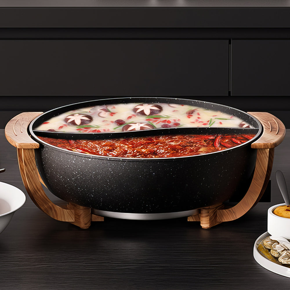 6L Electric Hot Pot, Dual Divider, 5 Temp Settings, PTFE Non-Stick