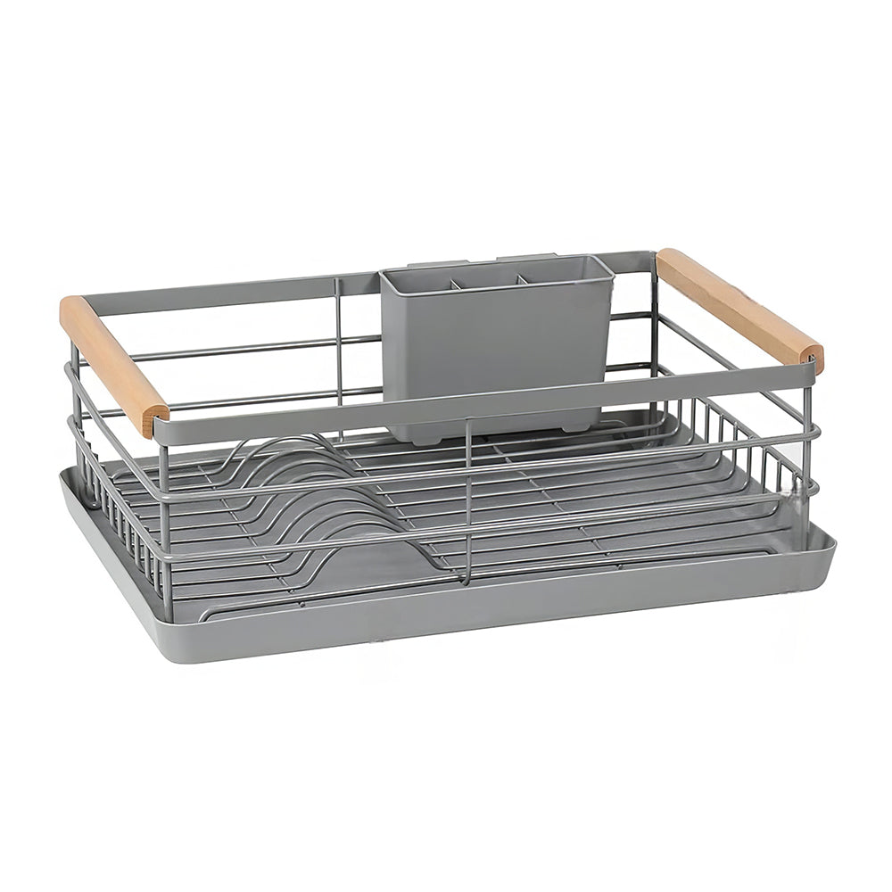 Stainless Steel Dish Drying Rack with Removable Cutlery Holder and Drainboard
