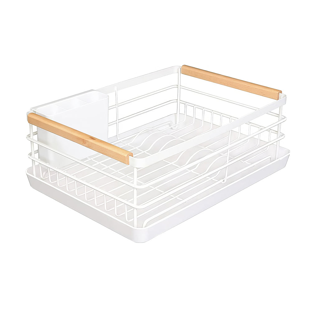 Stainless Steel Dish Drying Rack with Removable Cutlery Holder and Drainboard
