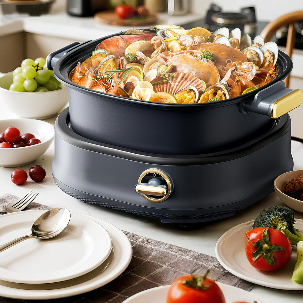 6L Electric Hot Pot with Divider, 1500W Dual Flavor Shabu Shabu Pot