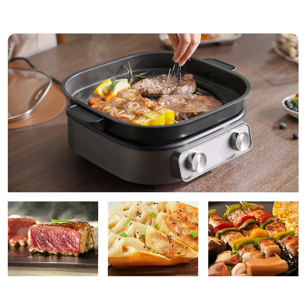 6-Quart Electric Skillet Hot Pot, Nonstick Ceramic Coating, 1600W