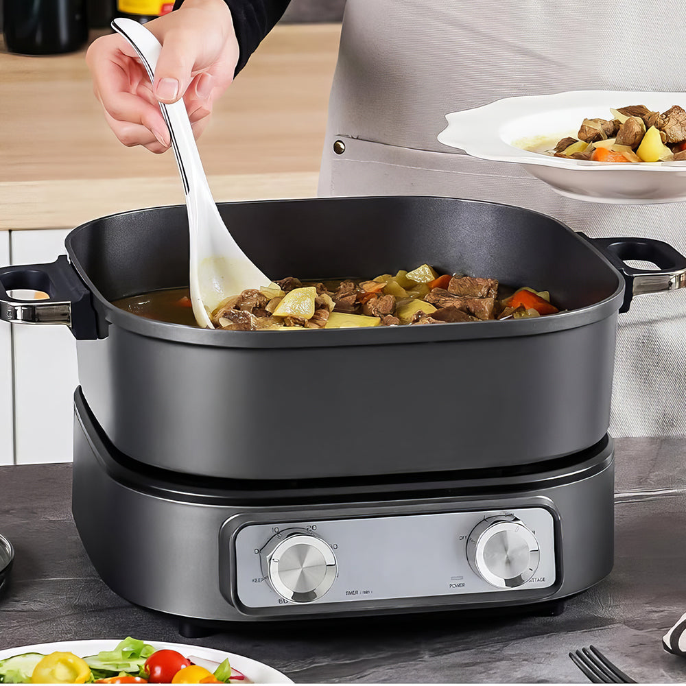 6-Quart Electric Skillet Hot Pot, Nonstick Ceramic Coating, 1600W