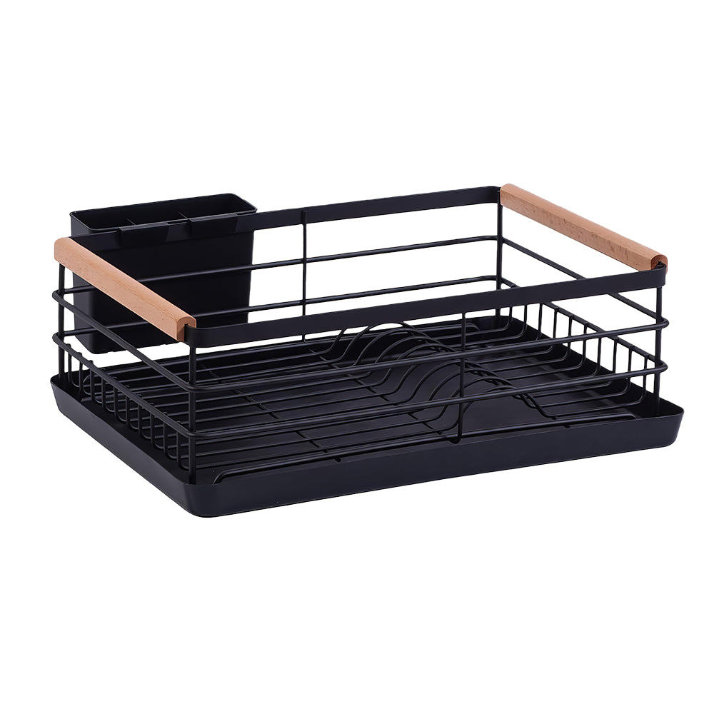 Stainless Steel Dish Drying Rack with Removable Cutlery Holder and Drainboard