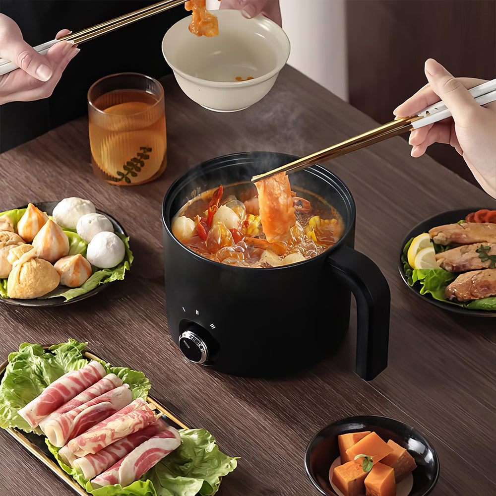 1.8L Electric Hot Pot, Ramen Cooker, Dual Power Mini Cooker, Non-Stick
