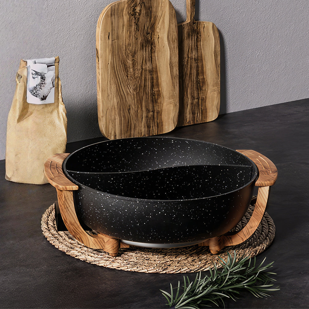 6L Electric Hot Pot, Dual Divider, 5 Temp Settings, PTFE Non-Stick