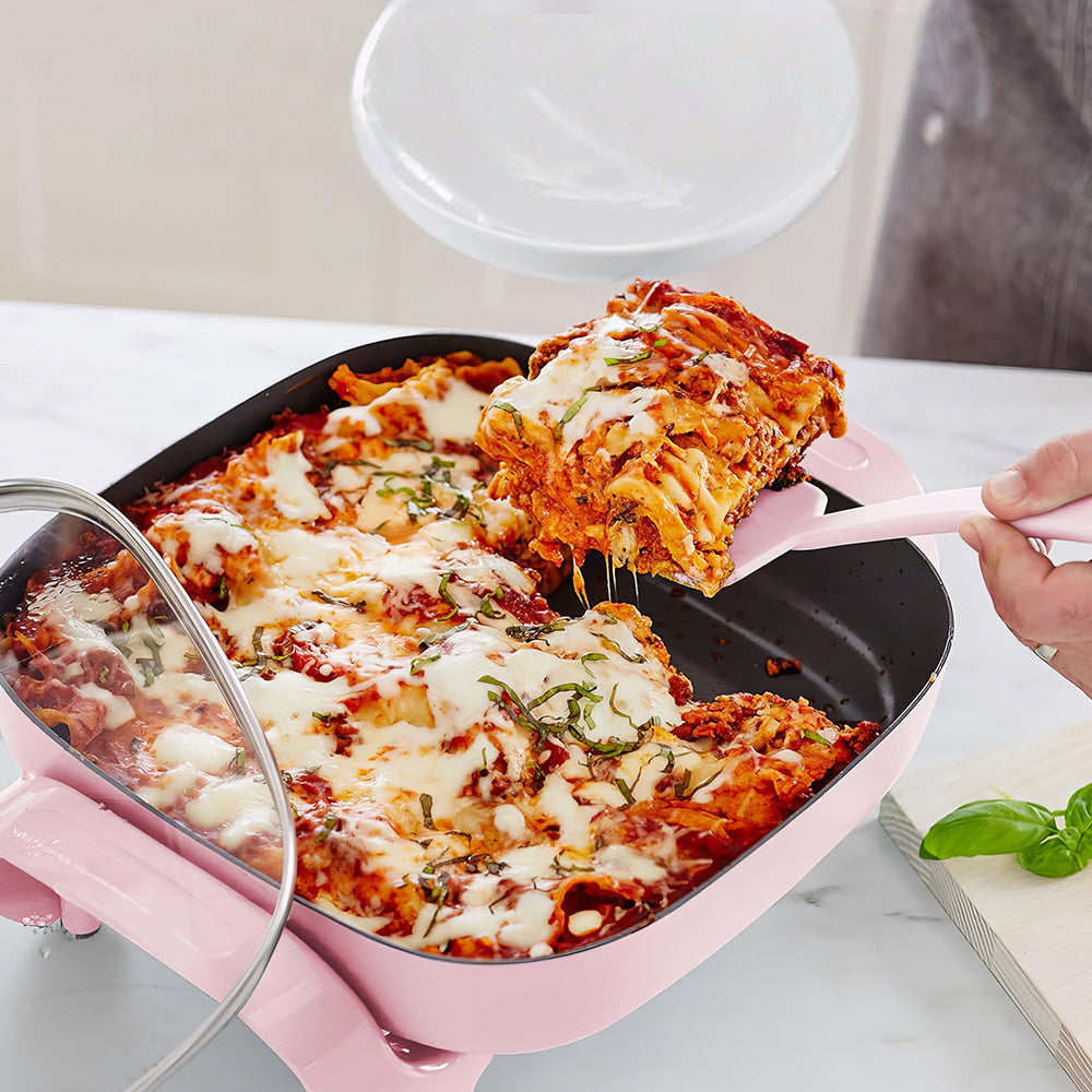 12" 5QT Square Electric Skillet, Ceramic Nonstick, Adjustable Temp