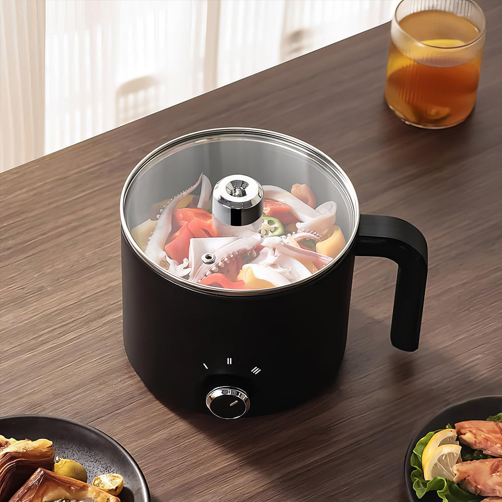 1.8L Electric Hot Pot, Ramen Cooker, Dual Power Mini Cooker, Non-Stick